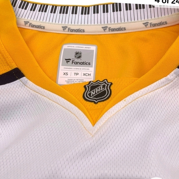 NHL Nashville Predators Authentic Licensed Jersey Fanatics White Gold Size XS - Picture 13 of 14